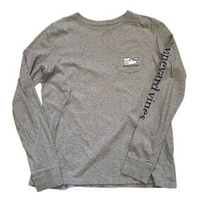Vineyard Vines Long Sleeve Shirt Yeti Whale Bow Women Size XS Gray Pink. B5